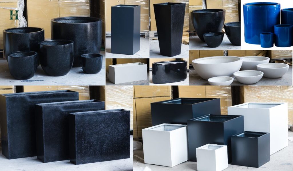 Chậu Composite đa dạng kiểu dáng kích thước và màu sắc